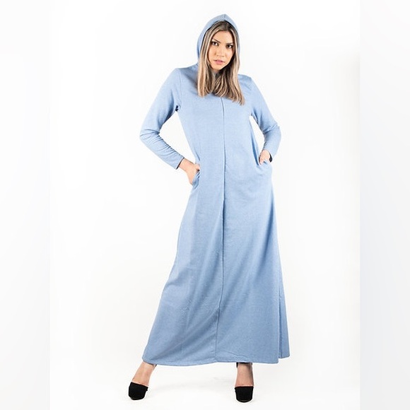 DEVORAH'S SECRET Modest Robe Front Zipper Hoodie French Terry Cotton - Picture 4 of 5